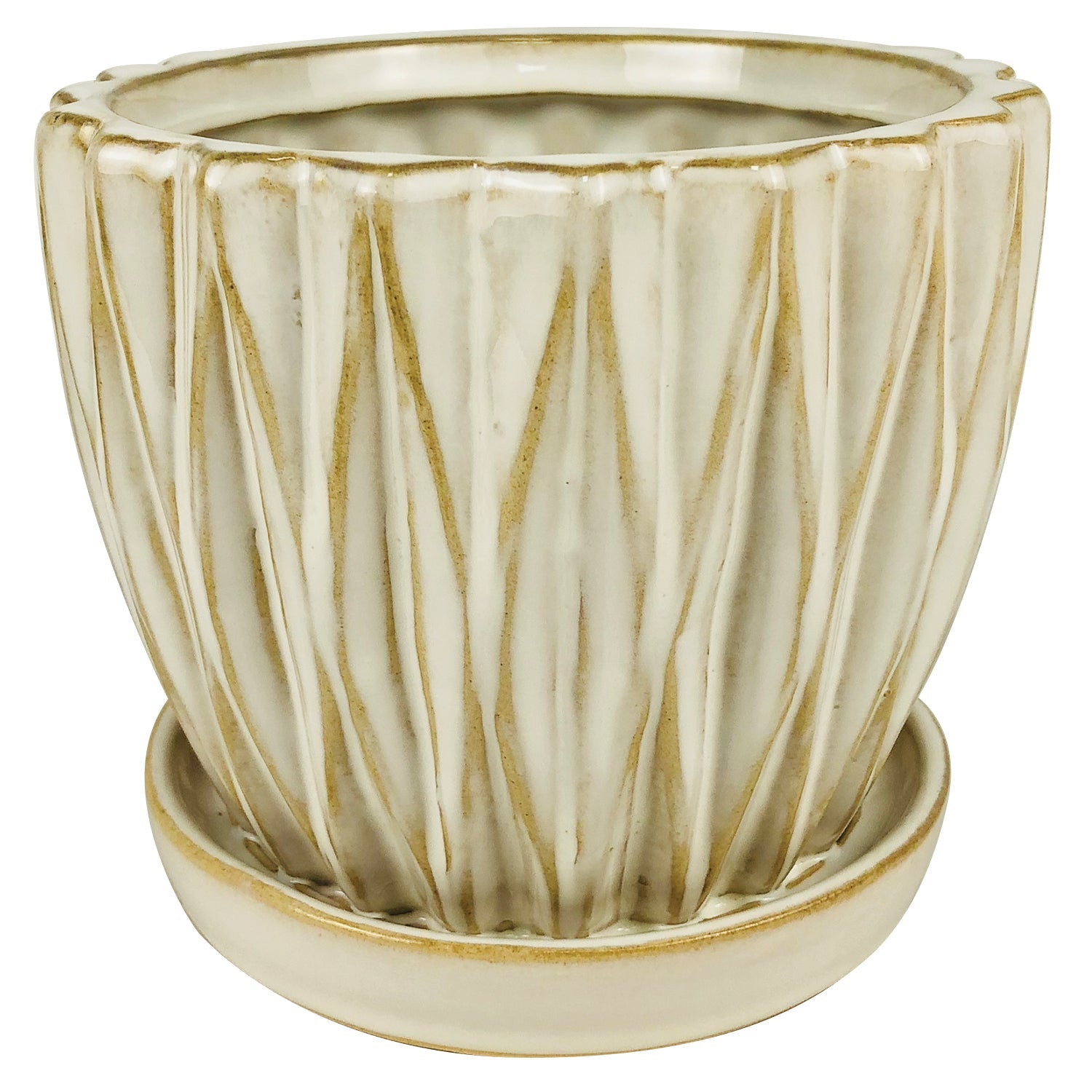 Dimensional Planter with Attached Saucer