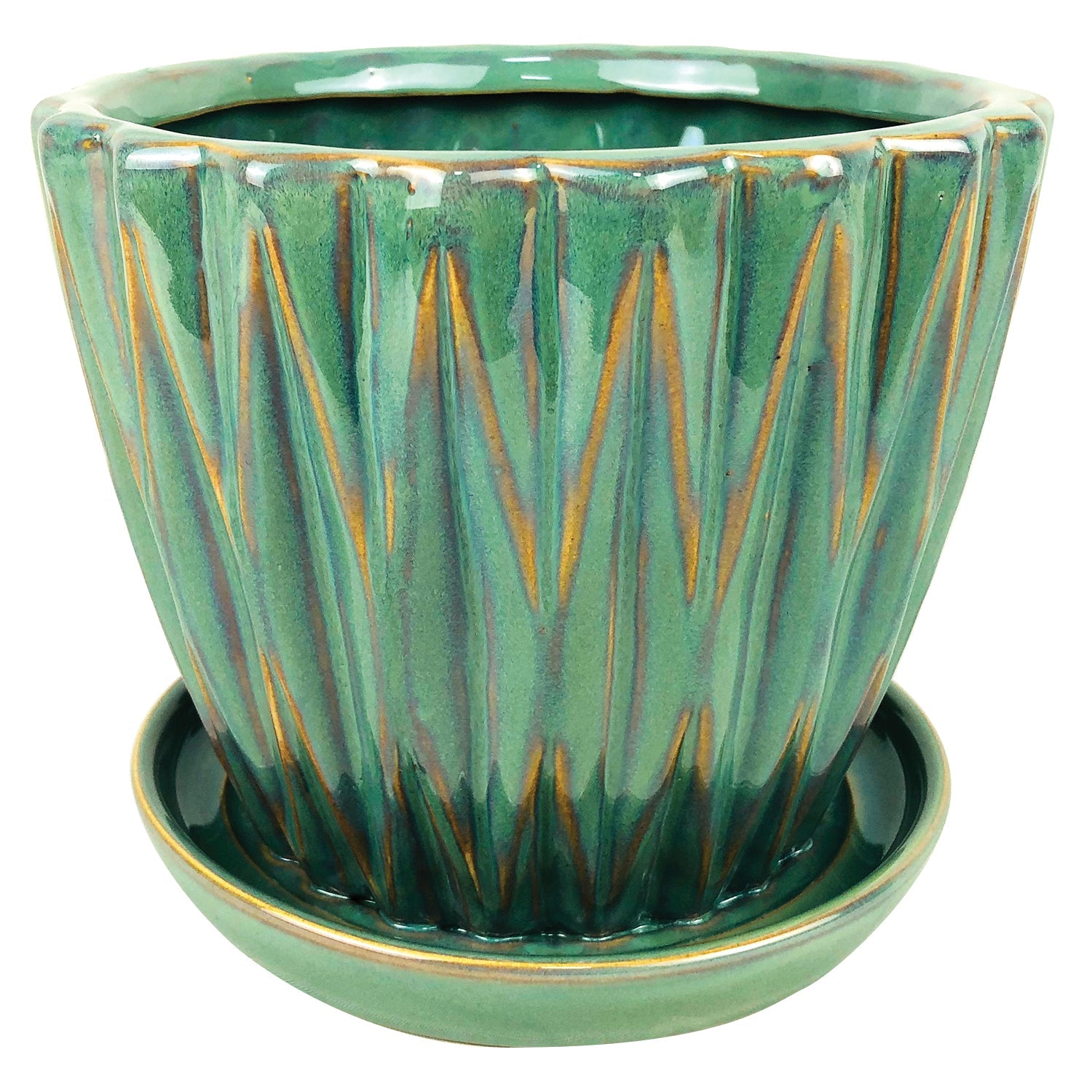 Dimensional Planter with Attached Saucer